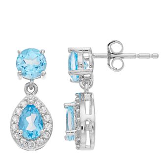 Gemminded Genuine Blue Topaz Drop Earrings