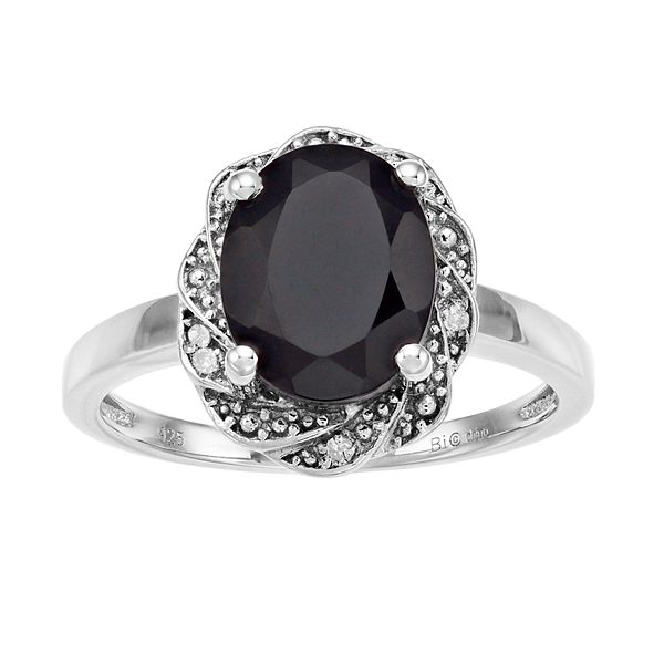 Gemminded Sterling Silver Onyx & Diamond Accent Ring