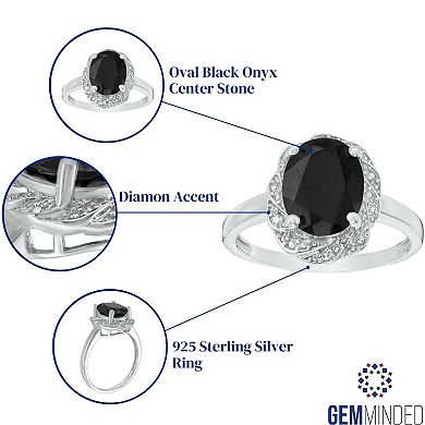Gemminded Sterling Silver Onyx & Diamond Accent Ring