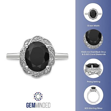 Gemminded Sterling Silver Onyx & Diamond Accent Ring