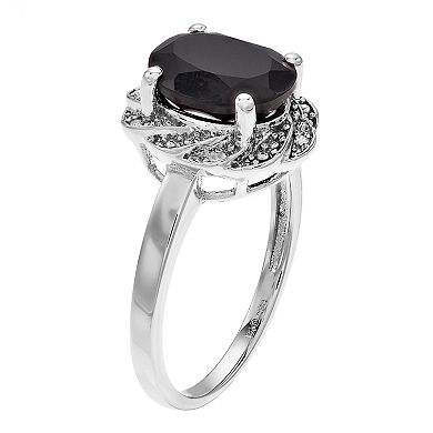 Gemminded Sterling Silver Onyx & Diamond Accent Ring