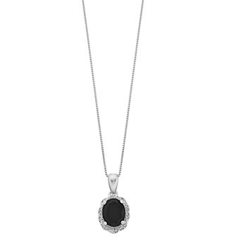 Gemminded Sterling Silver Onyx & Diamond Accents Pendant Necklace