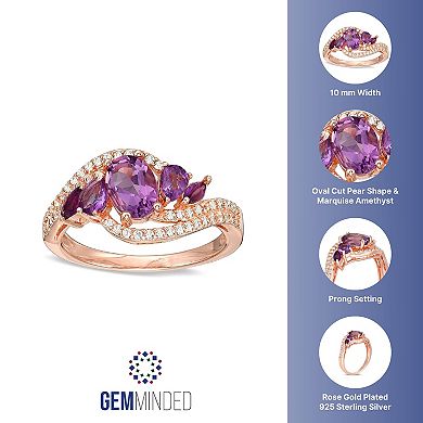 Gemminded 18k Rose Gold 4-Stone Amethyst Ring