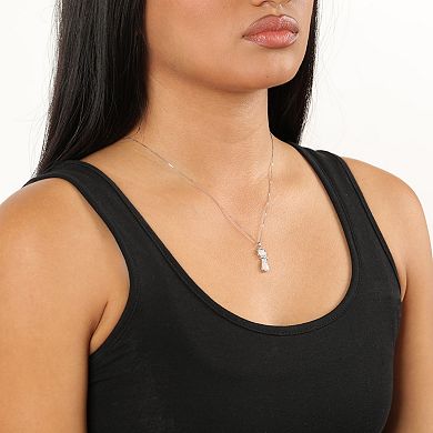 Gemminded Sterling Silver Lab-Created Opal & Diamond Accents Cat Pendant Necklace