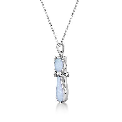 Gemminded Sterling Silver Lab-Created Opal & Diamond Accents Cat Pendant Necklace