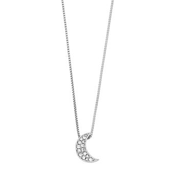 Gemminded Sterling Silver 1/10 Carat T.W. Diamond Crescent Moon Pendant Necklace