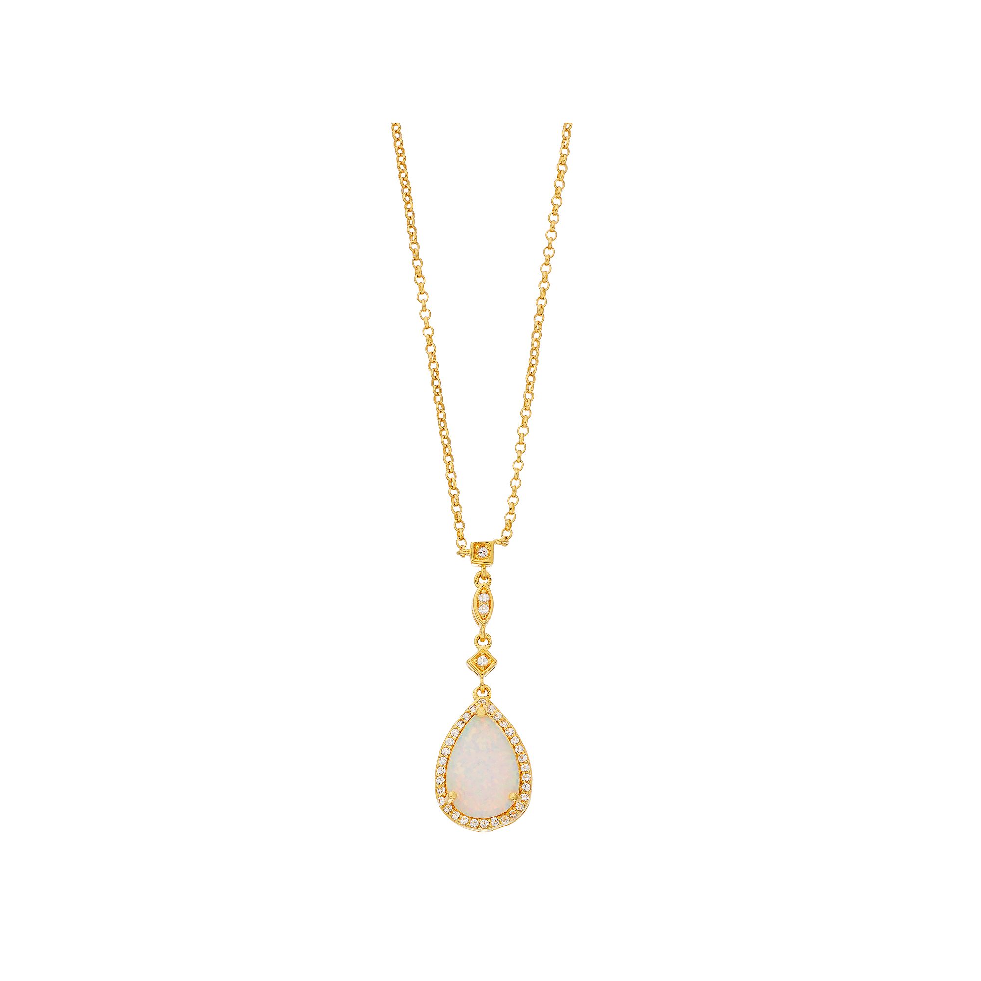 Gemminded 18k Gold Lab-Created Opal Pendant Necklace, Womens, Size: 18,