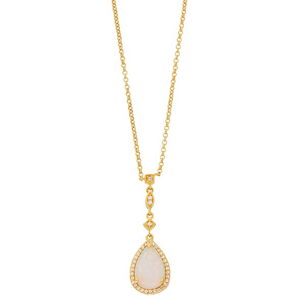 Gemminded 18k Gold Lab-Created Opal Pendant Necklace