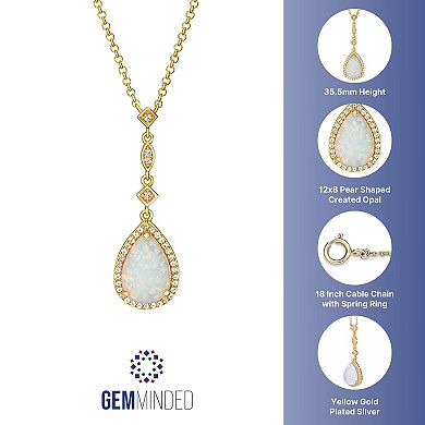 Gemminded 18k Gold Lab-Created Opal Pendant Necklace
