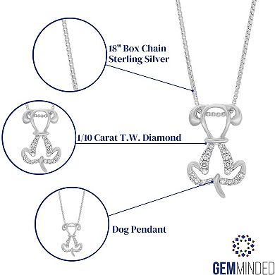 Gemminded Sterling Silver 1/10 Carat T.W. Diamond Dog Pendant Necklace