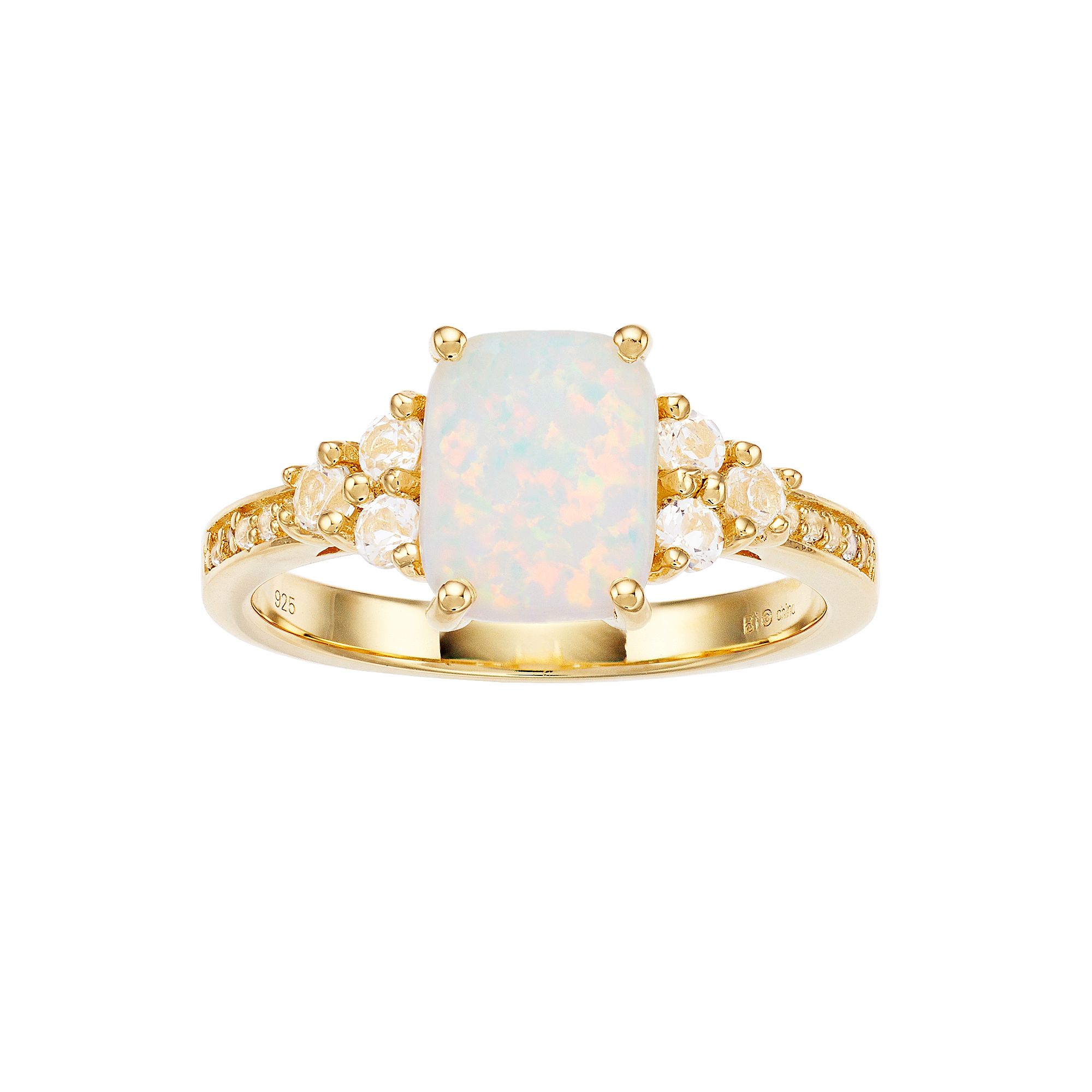 Gemminded Gold over Sterling Silver Lab-Created Opal Ring, Womens, Size: 6