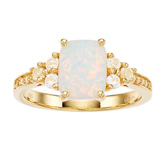 Gemminded Gold over Sterling Silver Lab-Created Opal Ring
