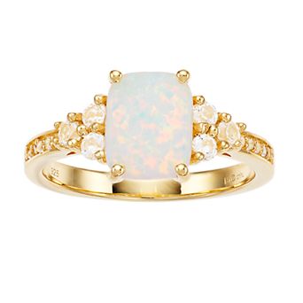 Gemminded Gold over Sterling Silver Lab-Created Opal Ring