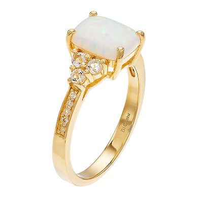 Gemminded Gold over Sterling Silver Lab-Created Opal Ring