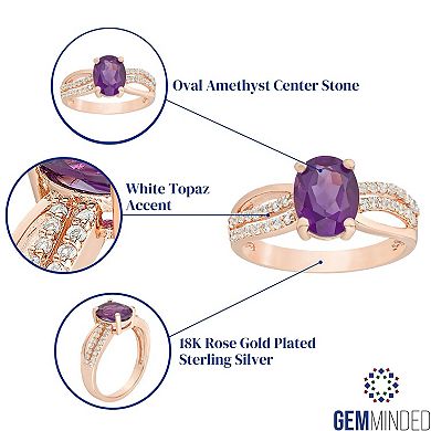 Gemminded 18k Rose Gold Over Silver Amethyst Ring