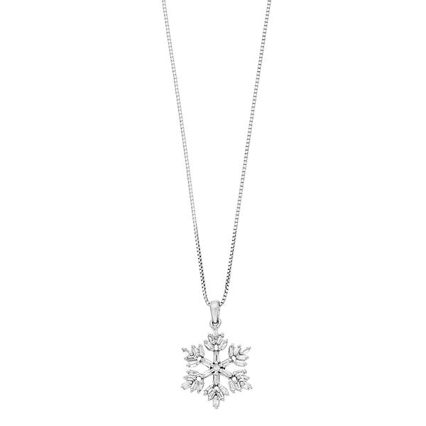 Gemminded Sterling Silver 1/4 Carat T.W. Diamond Snowflake Pendant Necklace