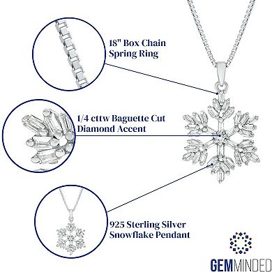 Gemminded Sterling Silver 1/4 Carat T.W. Diamond Snowflake Pendant Necklace