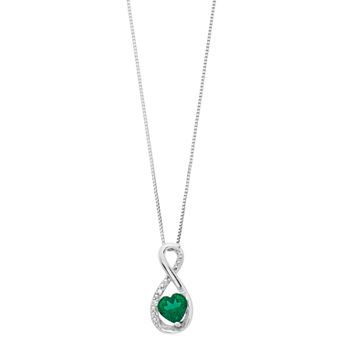 Gemminded Sterling Silver Lab-Created Emerald & Diamond Accent Infinity Pendant