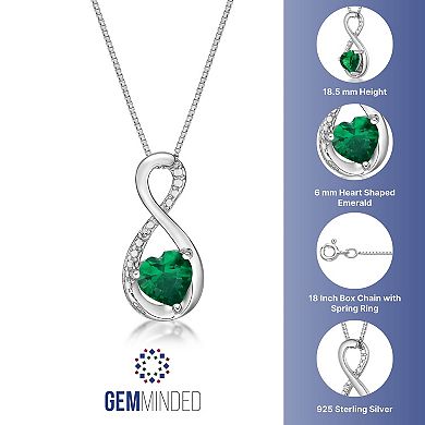 Gemminded Sterling Silver Lab-Created Emerald & Diamond Accent Infinity Pendant