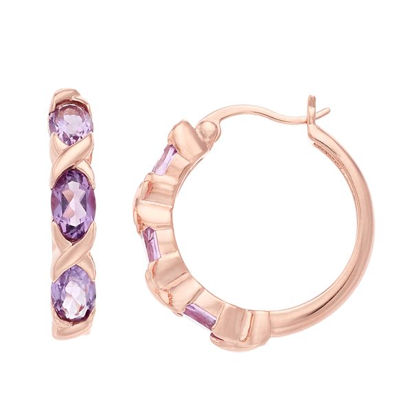 amethyst hoop earrings