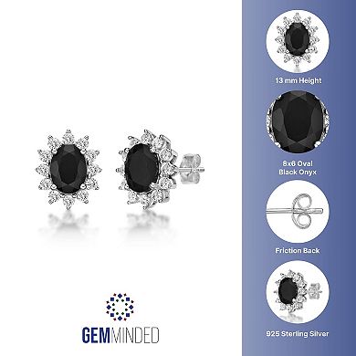 Gemminded Silver Tone Black Onyx Stud Earrings