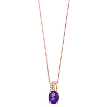 Gemminded 18k Rose Gold Over Silver Amethyst Pendant Necklace