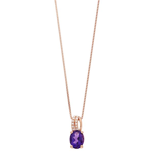 Gemminded 18k Rose Gold Over Silver Amethyst Pendant Necklace