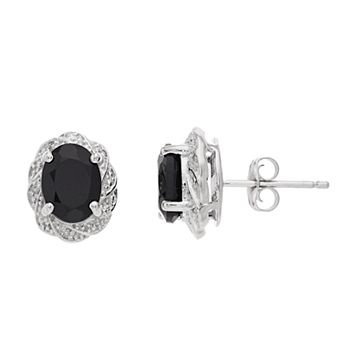 Gemminded Onyx & Diamond Accent Silver-Tone Stud Earrings