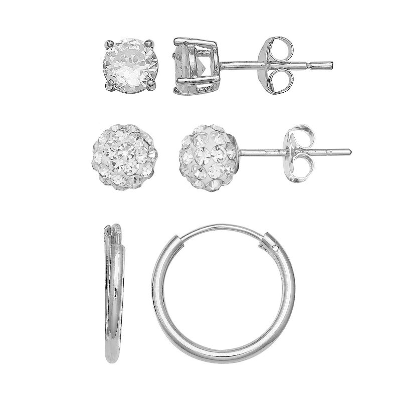 Primrose Sterling Silver Earrings (Set of 3), Womens