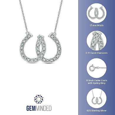 Gemminded Sterling Silver 1/10 Carat T.W. Horseshoe Pendant Necklace