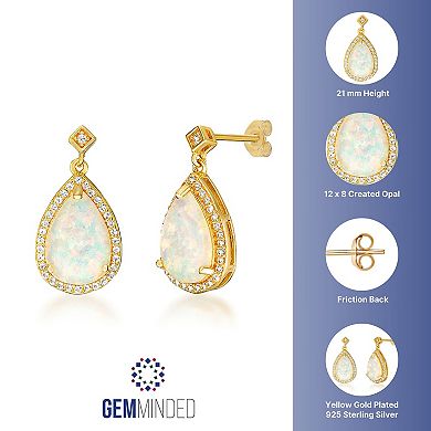 Gemminded 18k Gold Over Silver Lab-Created Opal Drop Earrings
