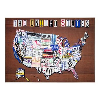 Floordecor USA 5' x 7' United States License Plate Map Rug