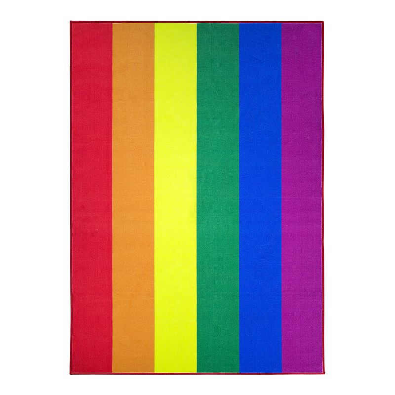 Floordecor USA Pride Rainbow Flag Rug, Multicolor, 5X7 Ft