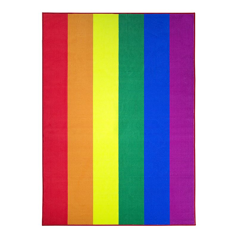 Floordecor USA Pride Rainbow Flag Rug, Multicolor, 5X7 Ft