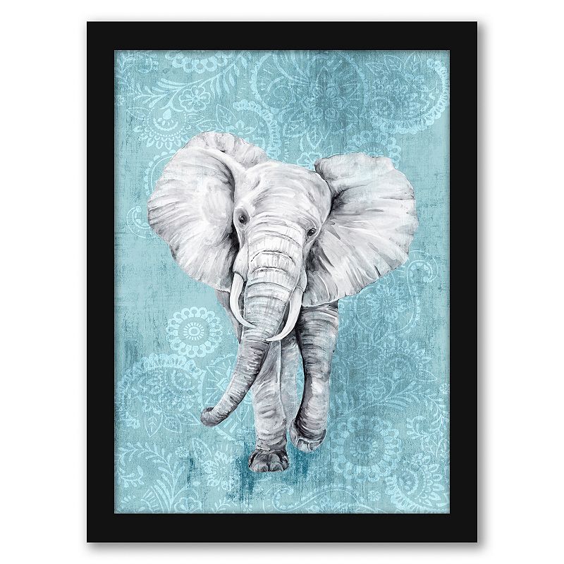 28984753 Americanflat Blue Paisley Elephant Framed Wall Art sku 28984753