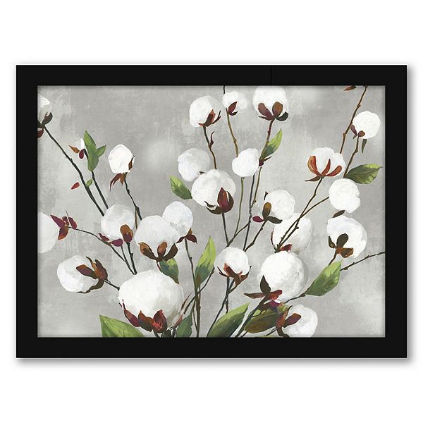 Americanflat Cotton Ball Flowers I Framed Wall Art