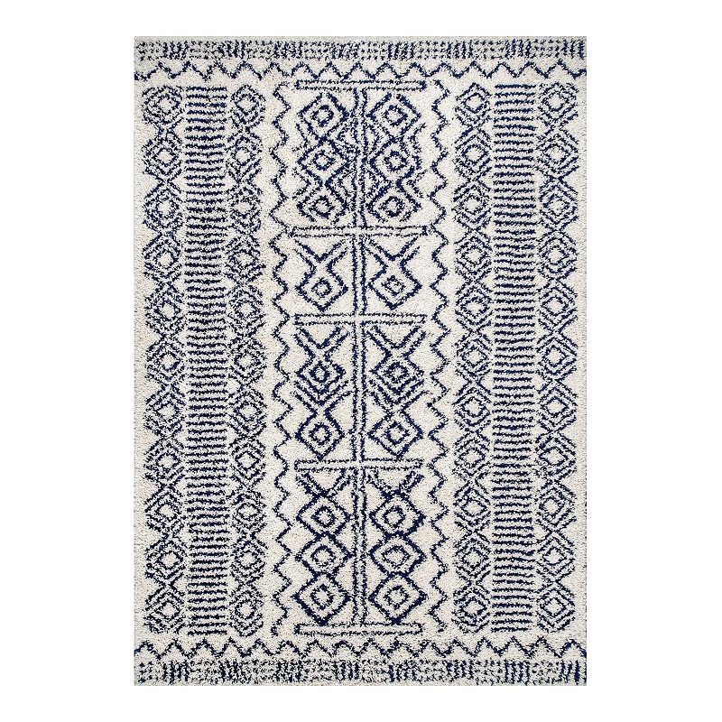 nuLOOM Hurley Tribal Shaggy Rug, Blue, 6.5X9 Ft