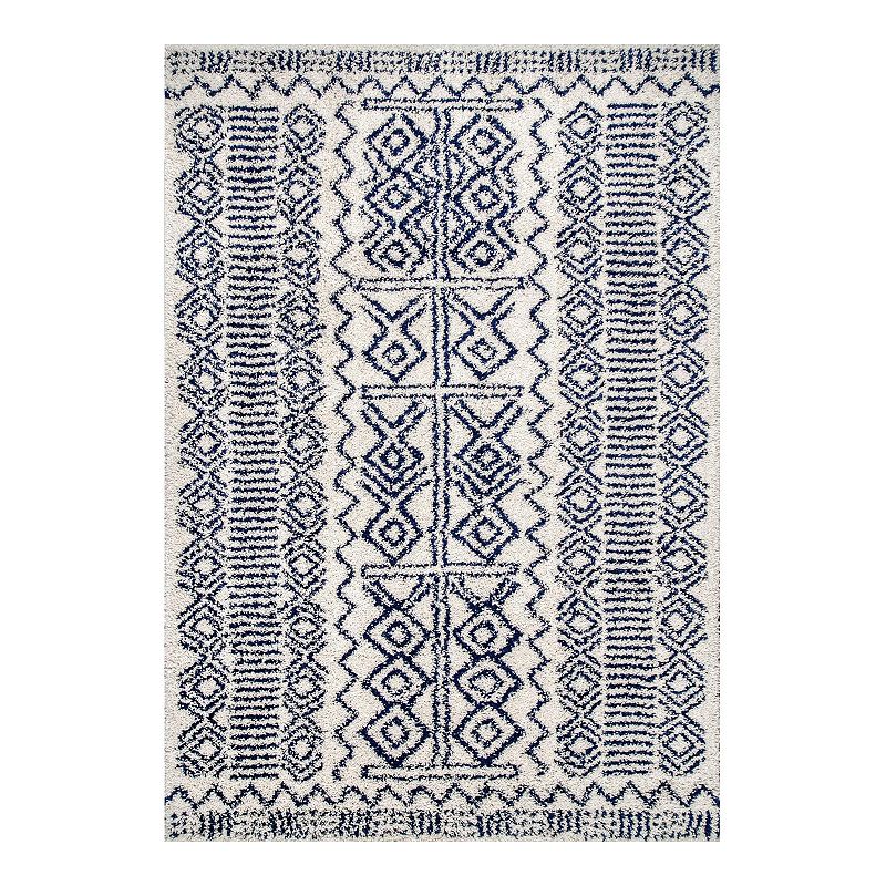 nuLOOM Hurley Tribal Shaggy Rug, Blue, 10X14 Ft