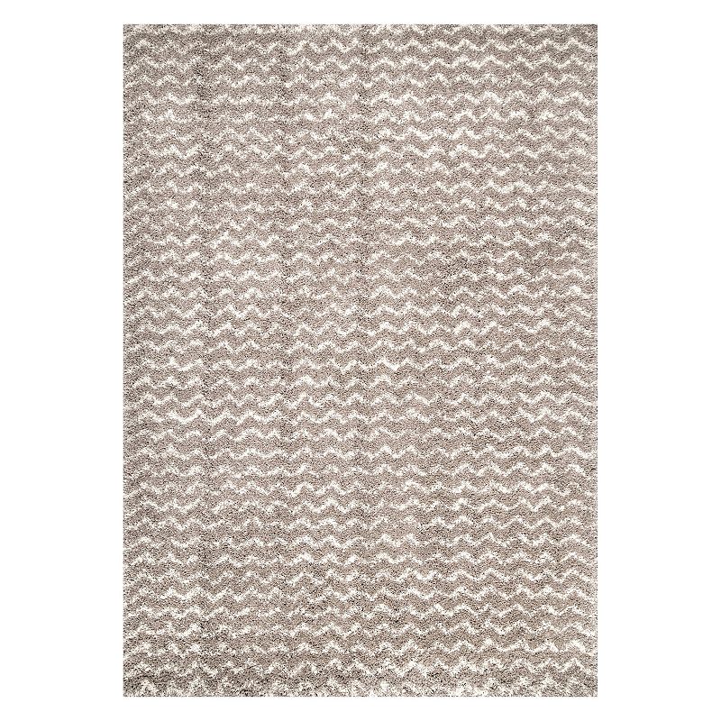 nuLOOM Cuellar Chevron Shaggy Area Rug, White, 9X12 Ft