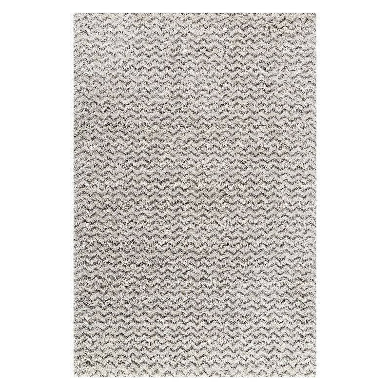 nuLOOM Cuellar Chevron Shaggy Area Rug, White, 7.5X9.5 Ft