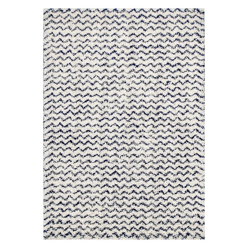nuLOOM Cuellar Chevron Shaggy Rug, Blue, 6.5X9 Ft