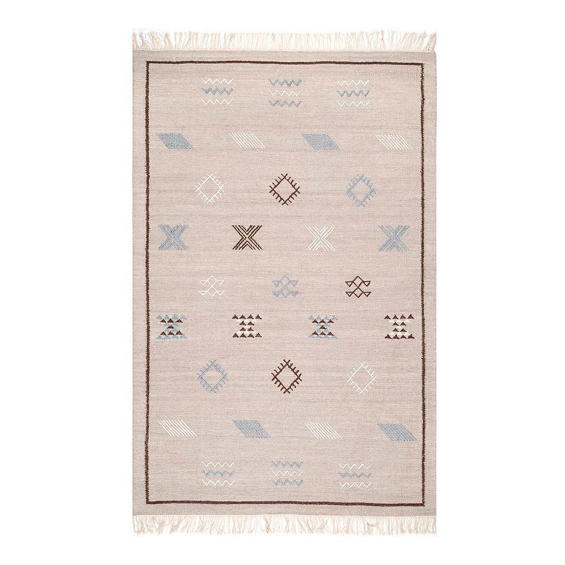 nuLOOM Flatweave Tribal Kendell Wool Blend Rug, Grey, 7.5X9.5 Ft