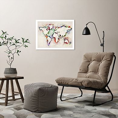 Americanflat "World Map Color 3" Framed Wall Art