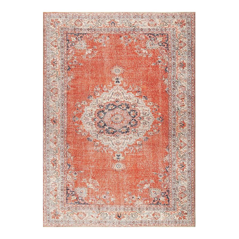 nuLOOM Flatweave Medallion Jess Rug, Red, 7.5X10 Ft