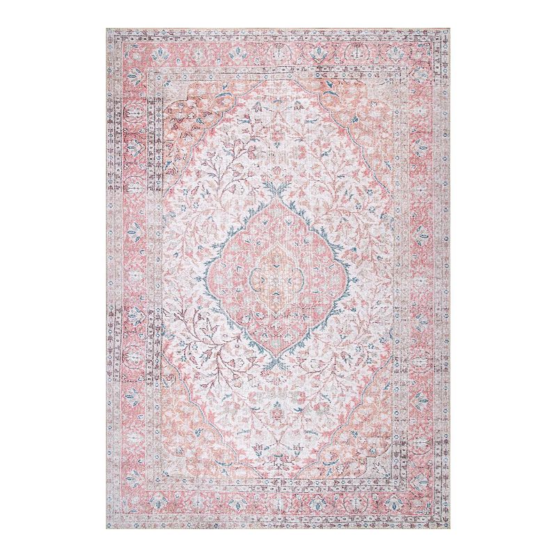 nuLOOM Flatweave Medallion Patsy Rug, Pink, 7.5X10 Ft