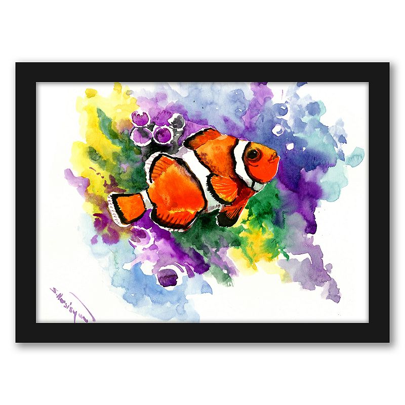 Americanflat Coral Reef Fish 1 Framed Wall Art, Multicolor, 25X19