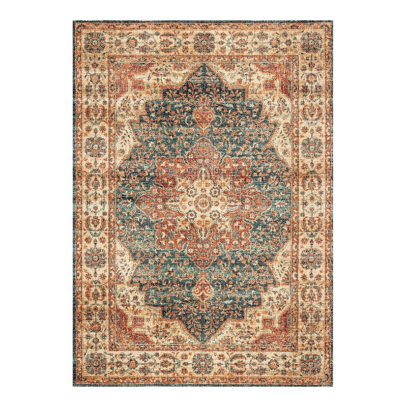 nuLOOM Transitional Floral Janis Rug, Orange, 5X7.5 Ft