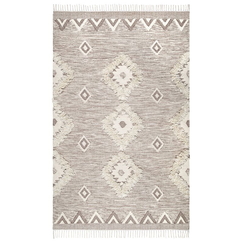 nuLOOM Savannah Moroccan Fringe Wool Rug, Brown, 5X8 Ft