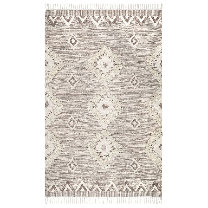 nuLOOM Savannah Moroccan Fringe Wool Rug, Brown, 7.5X9.5 Ft