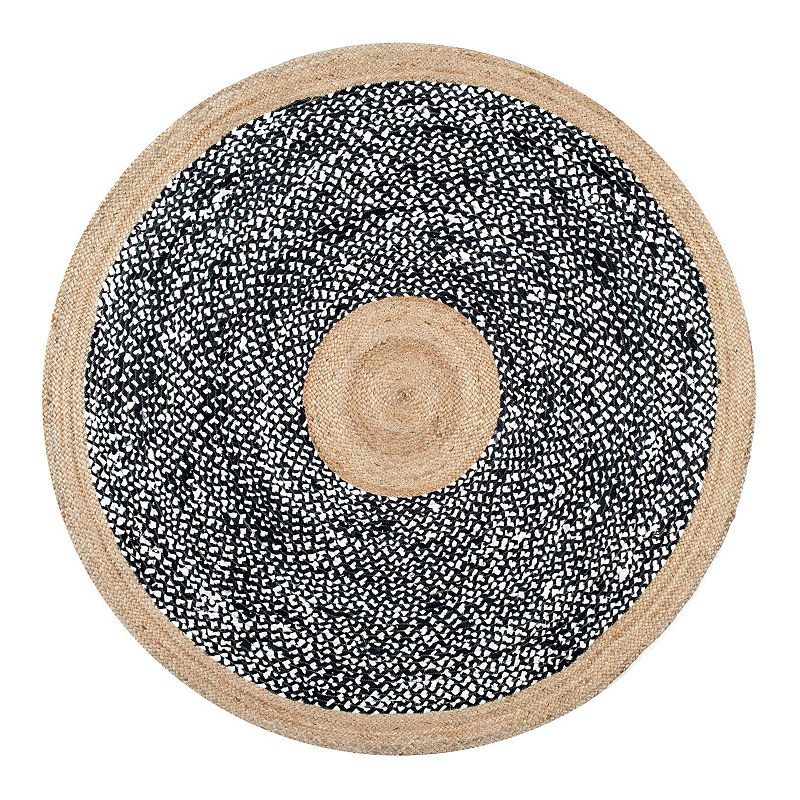 nuLOOM Lesha Natural Fiber Rug - 6 Square, Black, 6FT Sq